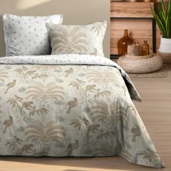 Parure De Lit|STOF Housse de couette et deux taies d'oreiller en coton (240 x 220 cm) Dabali Écru Ecru