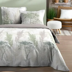 Parure De Lit|STOF Housse de couette et deux taies d'oreiller en coton (260 x 240 cm) Greta Vert sauge