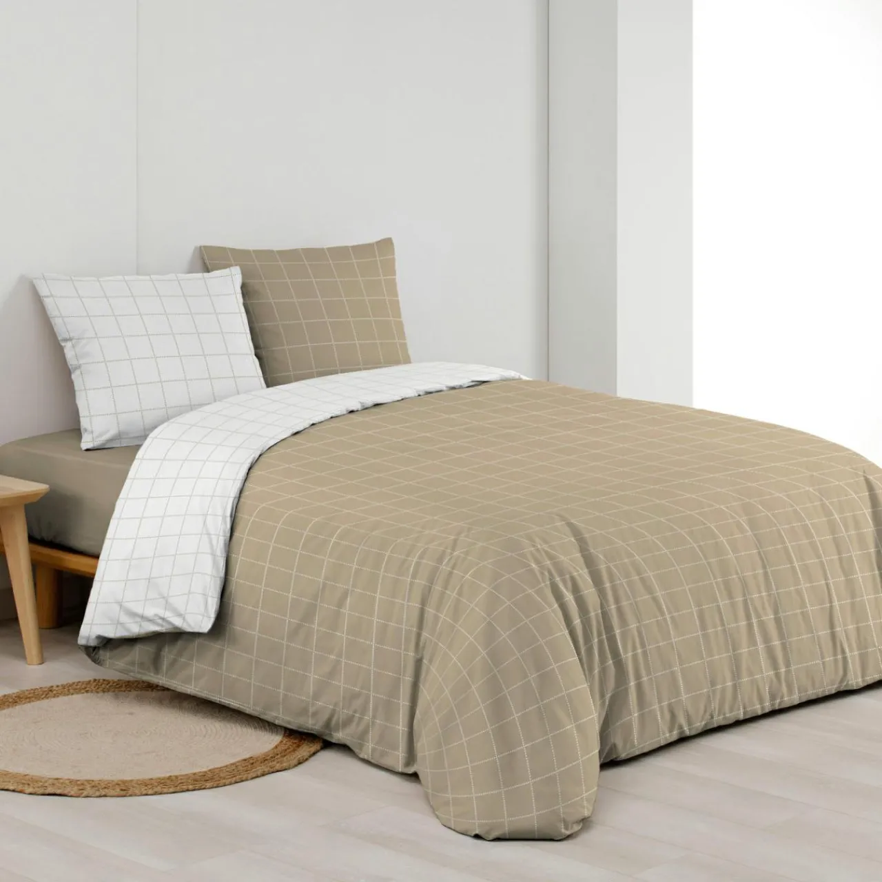 Parure De Lit|Housse De Couette|douceur d'intu017drieur Housse de couette et deux taies d'oreiller en coton (240 x 220 cm) Cadria Blanc