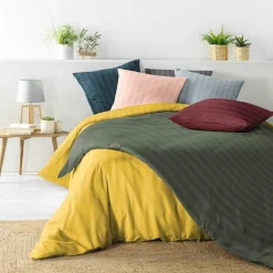 Parure De Lit|Housse De Couette|douceur d'intu017drieur Housse de couette et deux taies microfibre (240 x 220 cm) Cleo Vert kaki