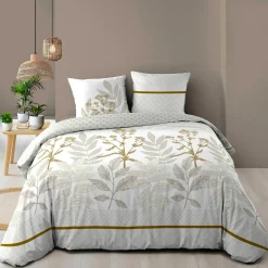 Parure De Lit|Housse De Couette|douceur d'intu017drieur Housse de couette et deux taies d'oreiller en coton (240 x 220 cm) Raoni Beige