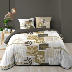 Parure De Lit|Housse De Couette|douceur d'intu017drieur Housse de couette et deux taies d'oreiller en coton (240 x 220 cm) Utopia Beige