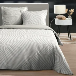 Parure De Lit|STOF Housse de couette et deux taies d'oreiller en coton (260 x 240 cm) Tory Écru Ecru