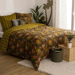 Parure De Lit|Housse De Couette|ATMOSPHERA Housse de couette et deux taies coton (240 x 220 cm) Boudoir Vert kaki