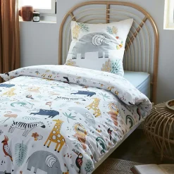Linge De Lit Enfant|Linge De Lit Enfant|L'effet papillon Housse de couette et deux taies enfant coton (240 x 220 cm) Savane Multicolore