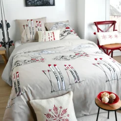 Parure De Lit|STOF Housse de couette et deux taies d'oreiller en coton (240 x 220 cm) Alpes Ecru