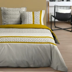 Parure De Lit|STOF Housse de couette et deux taies d'oreiller en coton (240 x 220 cm) Pixus Beige