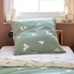 Linge De Lit Enfant|Linge De Lit Enfant|L'EFFET PAPILLON Housse de couette et deux taies enfant coton (200 x 200 cm) Petits papiers e Vert