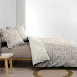 Parure De Lit|Housse De Couette|douceur d'intu017drieur Housse de couette et deux taies d'oreiller percale de coton (260 x 240 cm) Eliot Beige