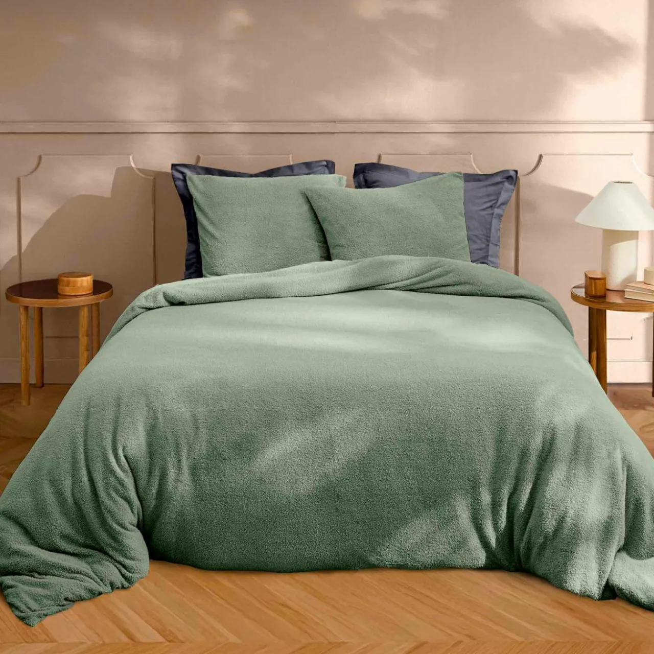 Parure De Lit|Housse De Couette|douceur d'intu017drieur Housse de couette et deux taies d'oreiller bouclette (240 x 220 cm) Helena cédre Vert