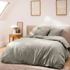 Parure De Lit|Housse De Couette|douceur d'intu017drieur Housse de couette et deux taies d'oreiller coton (260 x 240 cm) Meline Gris Anthracite
