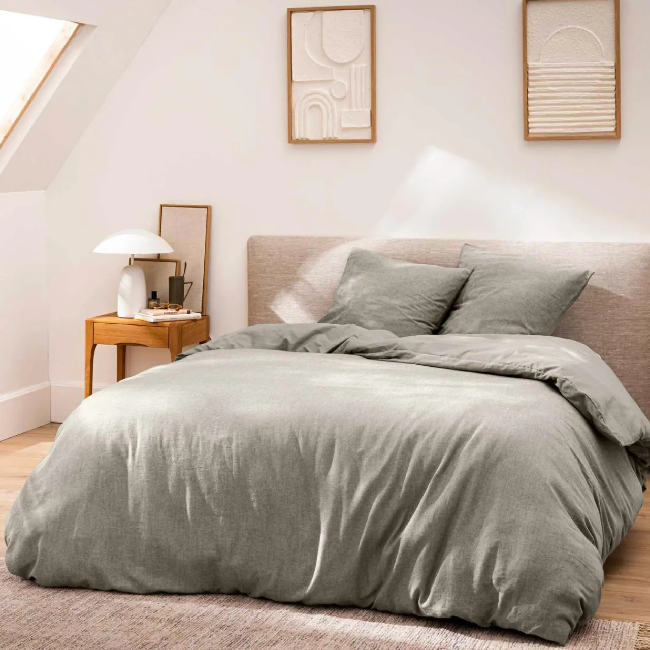 Parure De Lit|Housse De Couette|douceur d'intu017drieur Housse de couette et deux taies d'oreiller coton (260 x 240 cm) Meline Gris Anthracite