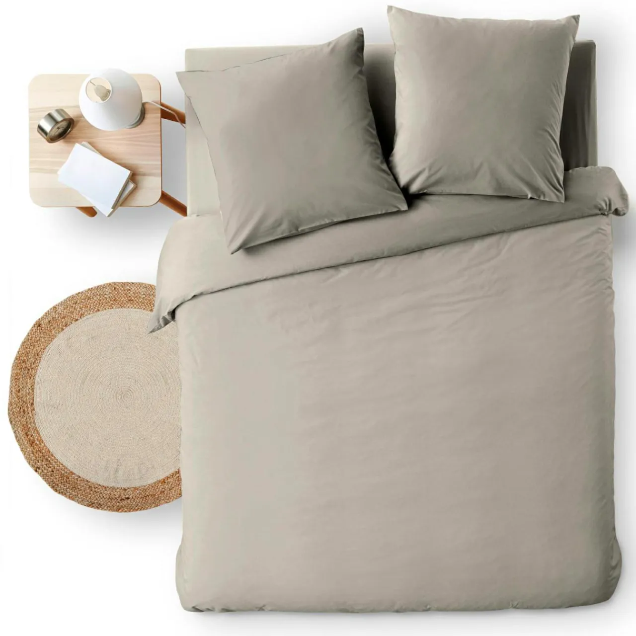 Parure De Lit|Housse De Couette|douceur d'intu017drieur Housse de couette et deux taies d'oreiller coton (260 x 240 cm) Meline Gris Anthracite