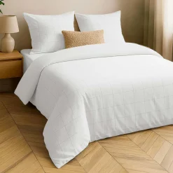 Parure De Lit|Housse De Couette|douceur d'intu017drieur Housse de couette et deux taies d'oreiller coton lavé (260 x 240 cm) Linella Blanc