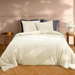 Parure De Lit|Housse De Couette|douceur d'intu017drieur Housse de couette et deux taies d'oreiller bouclette (240 x 220 cm) Helena Ecru