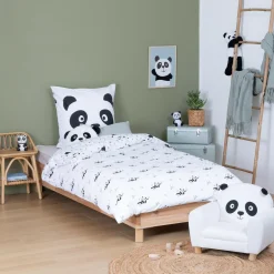 Linge De Lit Enfant|Linge De Lit Enfant|Atmosphera cru017dateur d'intu017drieur for kids Housse de couette et une taie enfant coton (140 x 200 cm) Panda e Noir