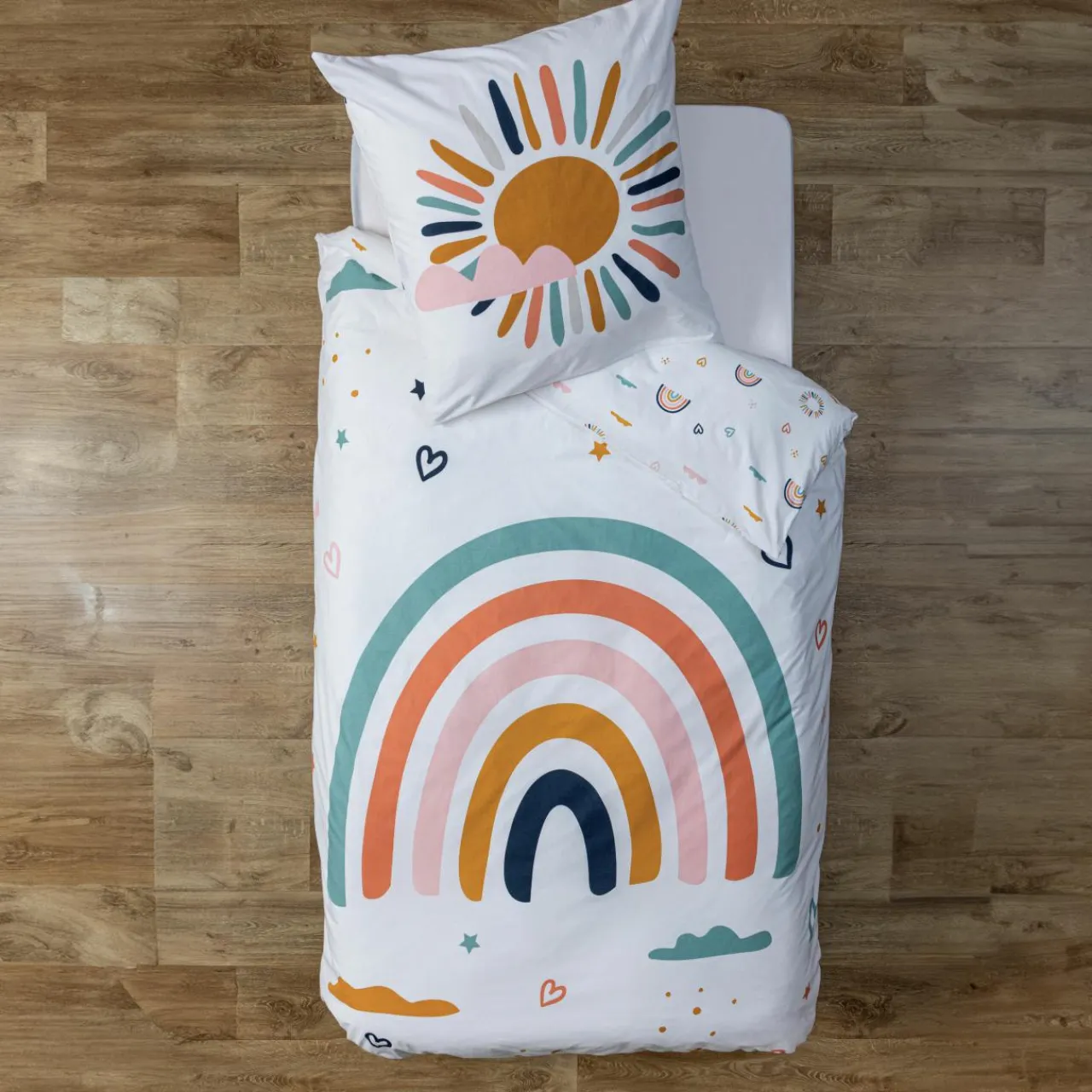 Linge De Lit Enfant|Linge De Lit Enfant|ATMOSPHERA Housse de couette et une taie enfant coton (140 x 200 cm) Arc-en-ciel Multicolore