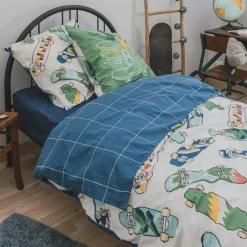 Linge De Lit Enfant|Linge De Lit Enfant|l'Effet Papillon Housse de couette et une taie enfant coton (140 x 200 cm) California Bleu