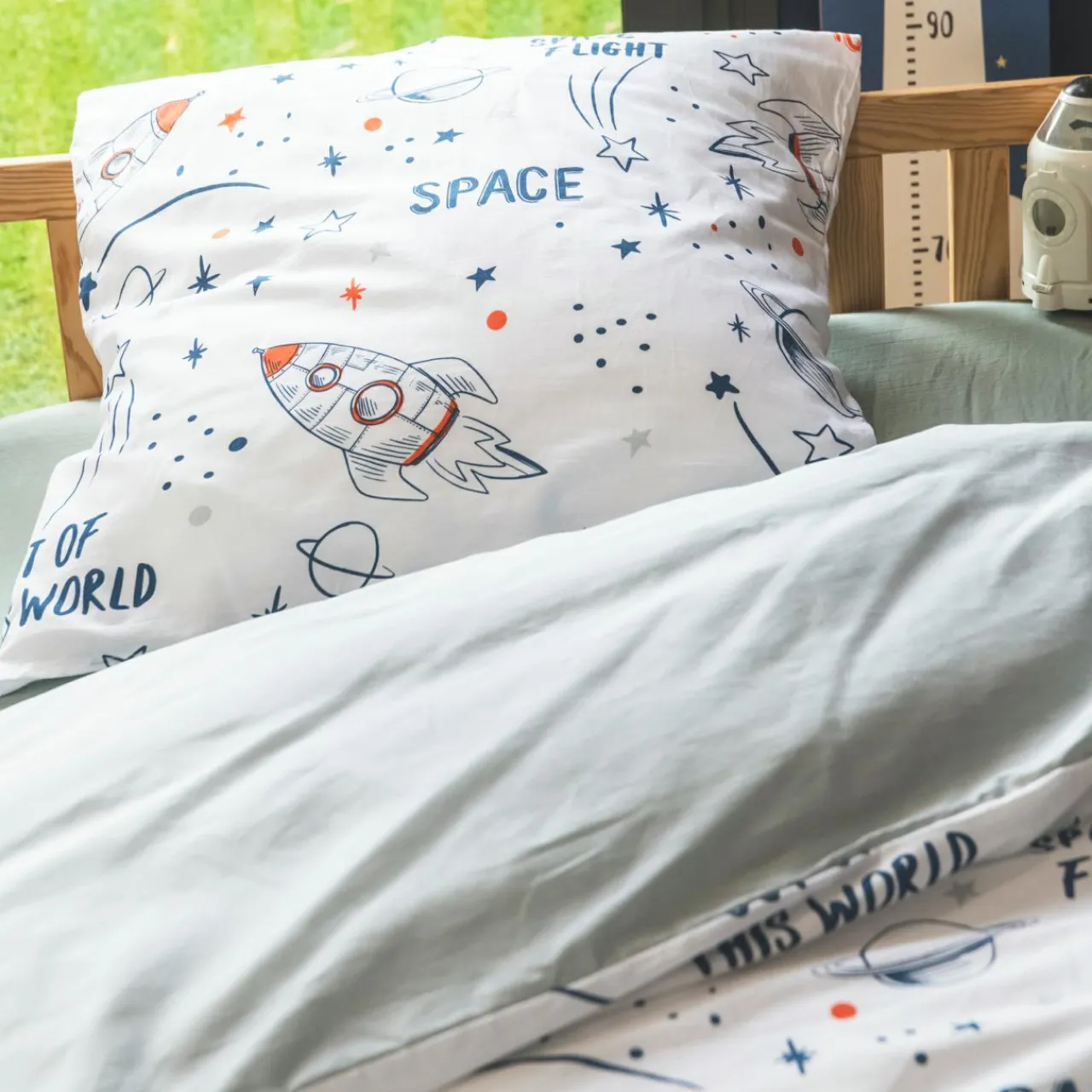 Linge De Lit Enfant|Linge De Lit Enfant|l'Effet Papillon Housse de couette et une taie enfant coton (140 x 200 cm) Galaxie he Blanc