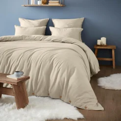 Housse De Couette|EMINZA Housse de couette flanelle de coton (240 x 220 cm) Nina Beige