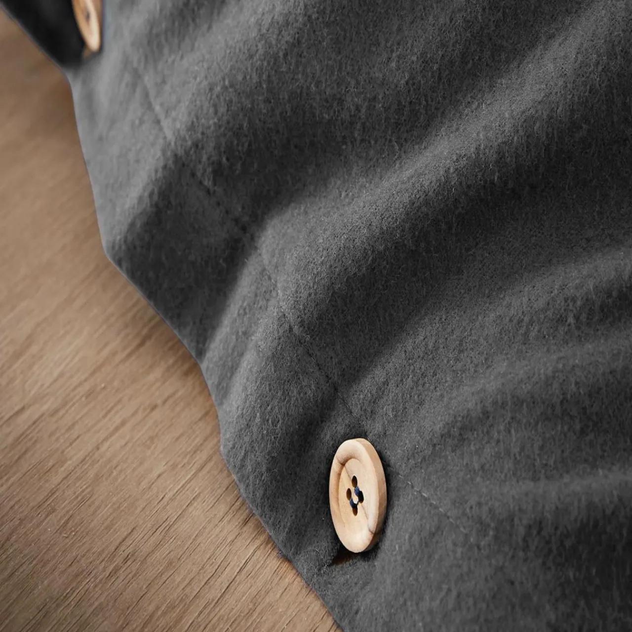 Housse De Couette|EMINZA Housse de couette flanelle de coton (280 x 240 cm) Nina Gris Anthracite