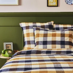 Housse De Couette|EMINZA Housse de couette flanelle de coton (200 x 200 cm) Nina carreaux Multicolore Carreau Multicolore