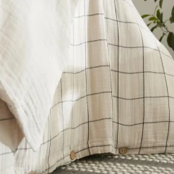 Housse De Couette|EMINZA Housse de couette gaze de coton (260 x 240 cm) Gaïa Match pampa Beige