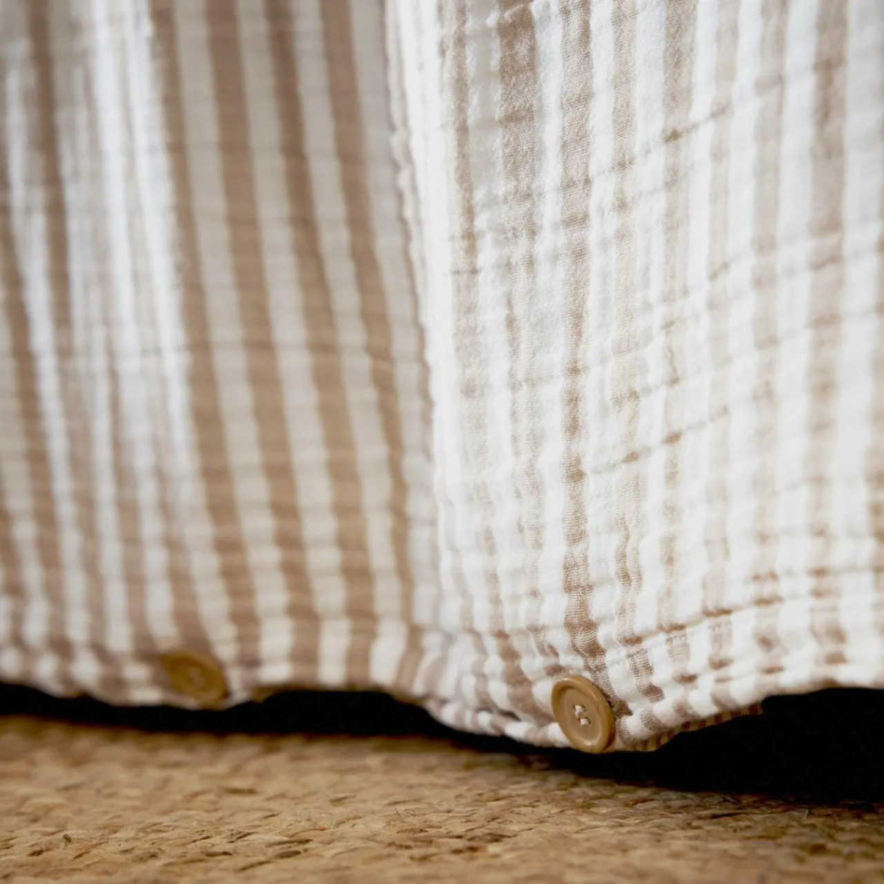 Housse De Couette|EMINZA Housse de couette gaze de coton (260 x 240 cm) Gaïa rayures Ficelle Rayure Ficelle