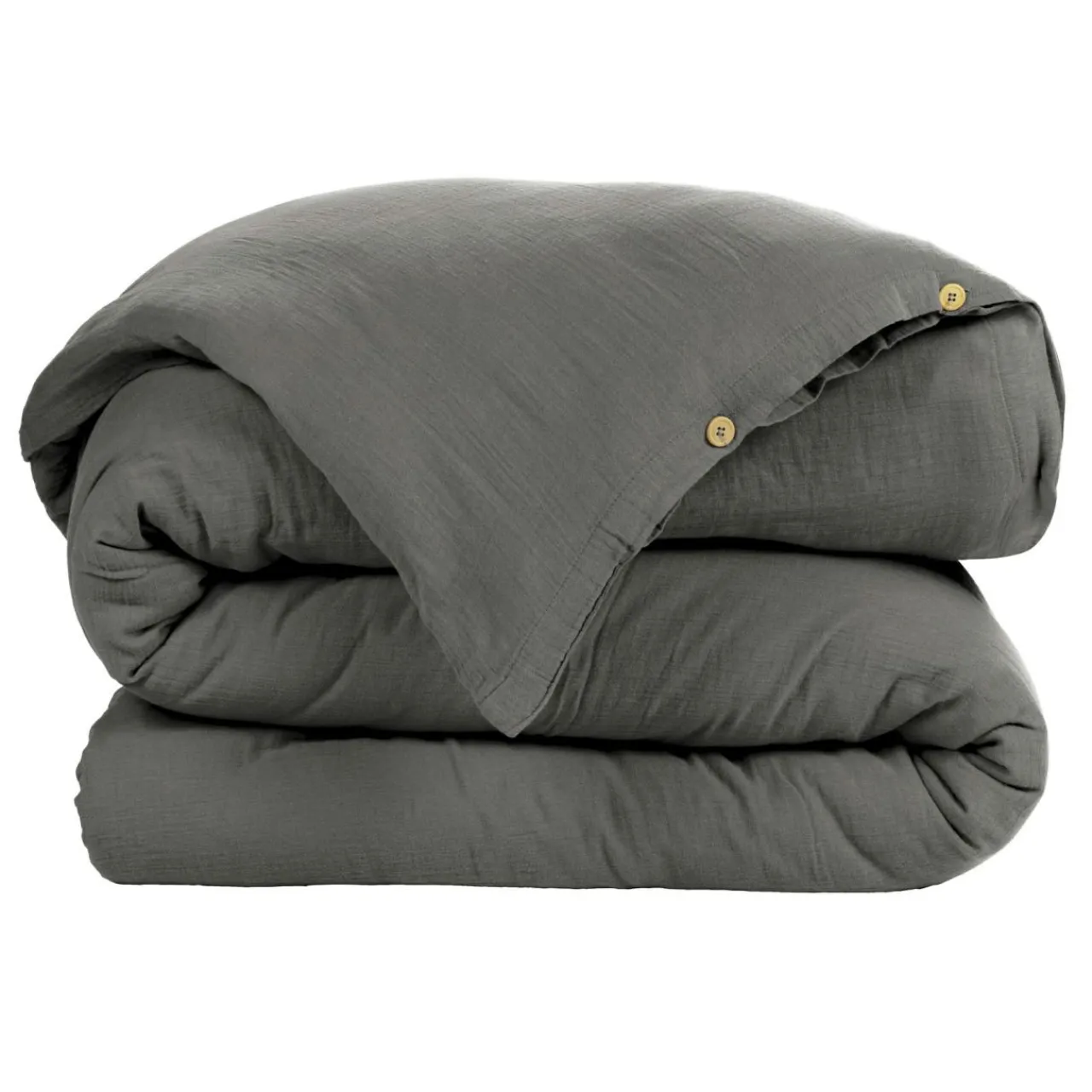 Housse De Couette|EMINZA Housse de couette gaze de coton (200 x 200 cm) Gaïa Gris granit Gris foncé