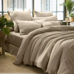 Housse De Couette|EMINZA Housse de couette gaze de coton (240 x 220 cm) Gaïa Ficelle