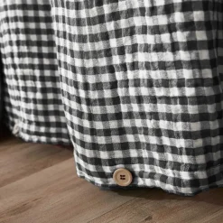 Housse De Couette|EMINZA Housse de couette gaze de coton (280 x 240 cm) Gaïa Vichy noir