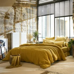 Housse De Couette|EMINZA Housse de couette gaze de coton (200 x 200 cm) Gaïa Jaune safran