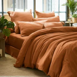 Housse De Couette|EMINZA Housse de couette gaze de coton (200 x 200 cm) Gaïa Abricot