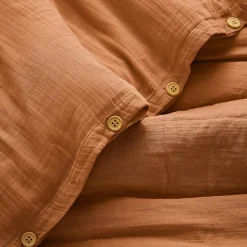 Housse De Couette|EMINZA Housse de couette gaze de coton (140 x 200 cm) Gaïa Abricot