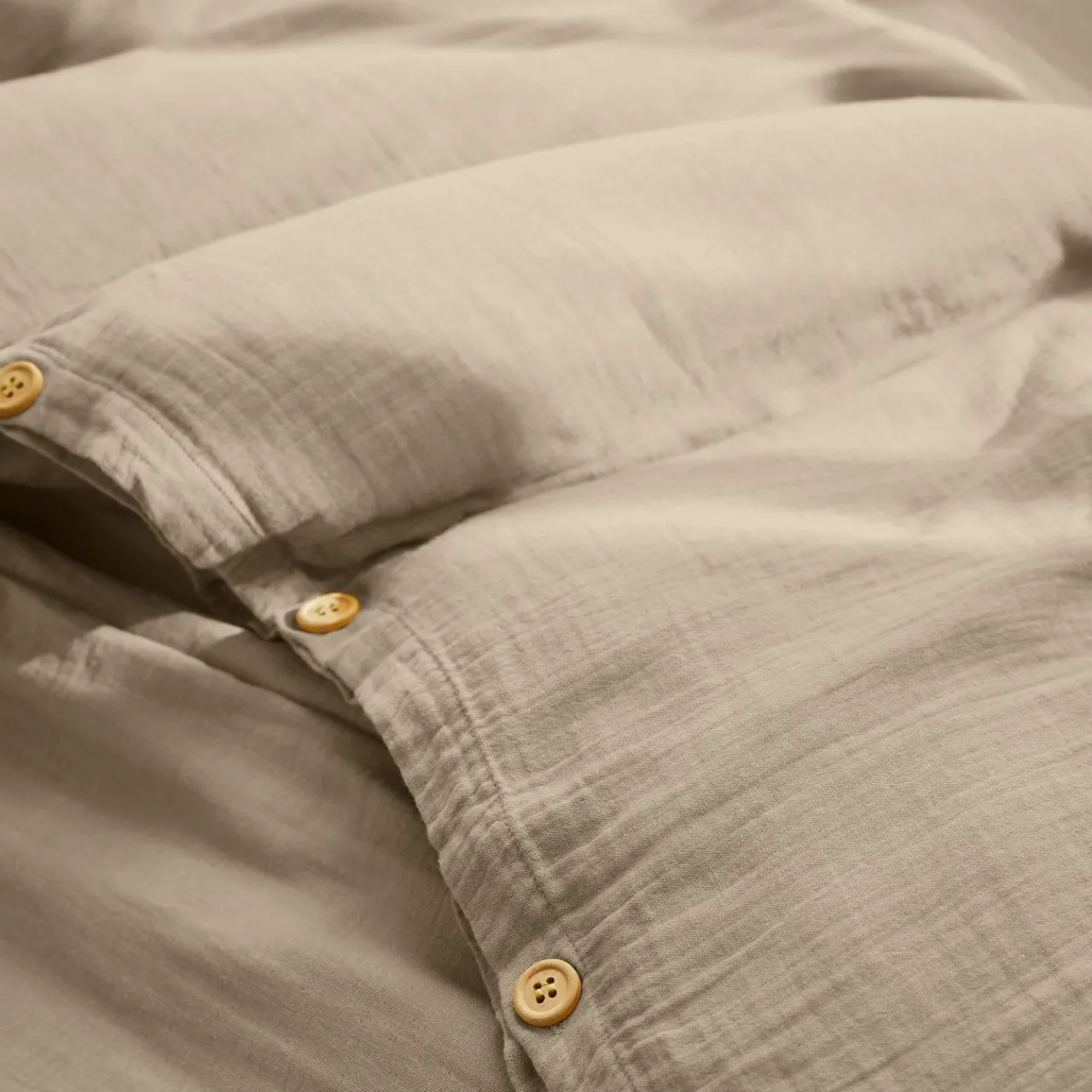 Housse De Couette|EMINZA Housse de couette gaze de coton (200 x 200 cm) Gaïa Ficelle