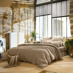 Housse De Couette|EMINZA Housse de couette gaze de coton (200 x 200 cm) Gaïa Ficelle