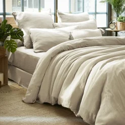 Housse De Couette|EMINZA Housse de couette gaze de coton (280 x 240 cm) Gaïa pampa Beige