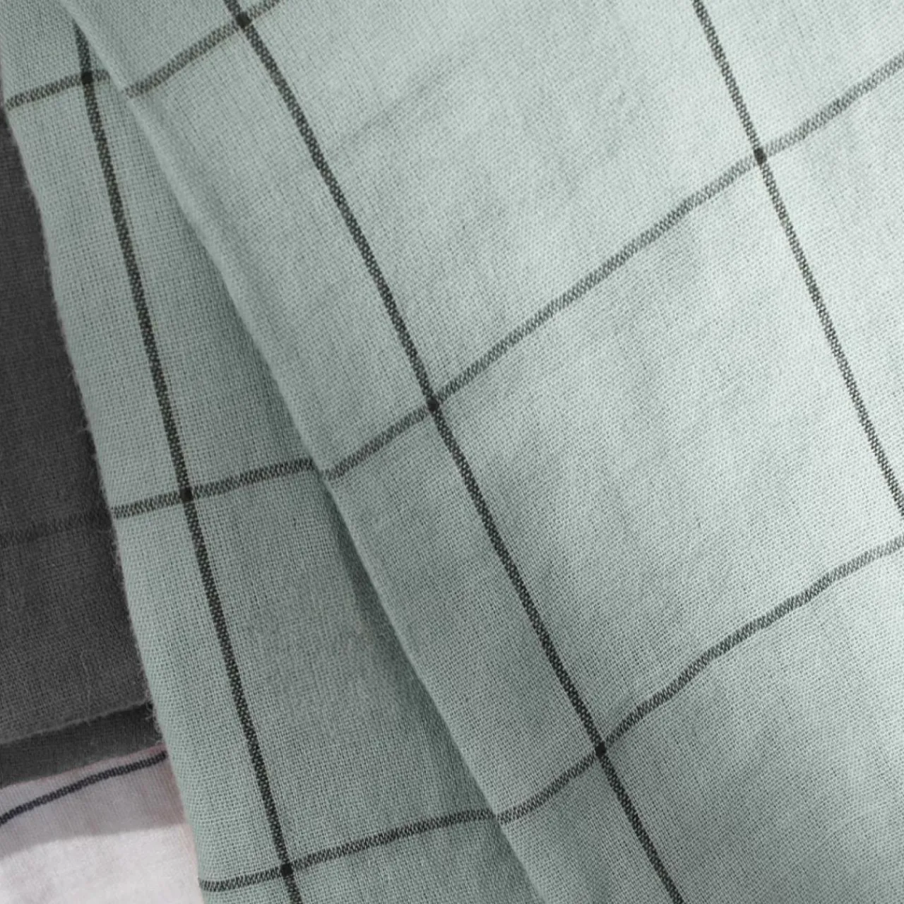 Housse De Couette|EMINZA Housse de couette gaze de coton (260 x 240 cm) Gaïa Match Vert Eucalyptus