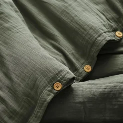 Housse De Couette|EMINZA Housse de couette gaze de coton (260 x 240 cm) Gaïa Vert romarin