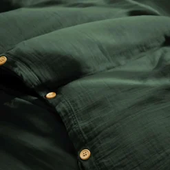 Housse De Couette|EMINZA Housse de couette gaze de coton (240 x 220 cm) Gaïa Vert sapin
