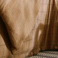 Housse De Couette|EMINZA Housse de couette gaze de coton (240 x 220 cm) Gaïa Match Camel