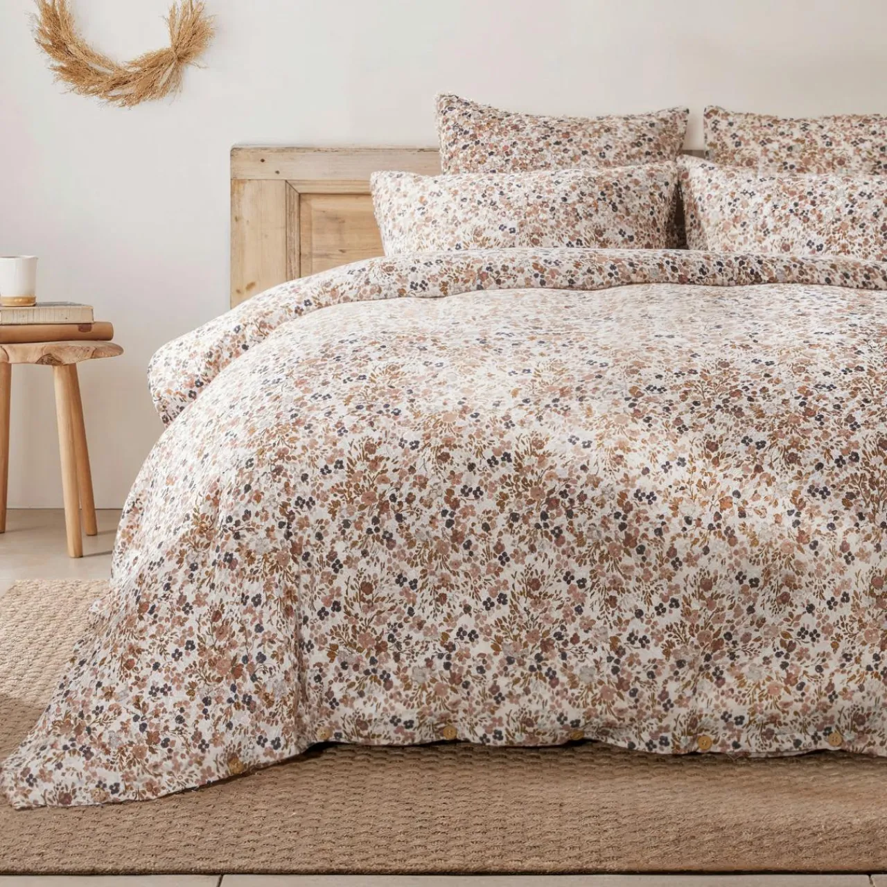 Housse De Couette|EMINZA Housse de couette gaze de coton (240 x 220 cm) Constance pampa Beige