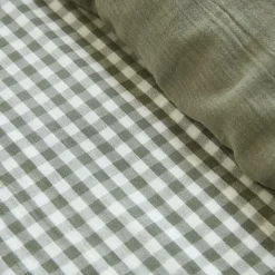 Housse De Couette|EMINZA Housse de couette gaze de coton (140 x 200 cm) Gaïa vichy Vert romarin