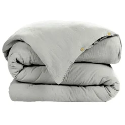 Housse De Couette|EMINZA Housse de couette gaze de coton (140 x 200 cm) Gaïa Gris nuage Gris clair