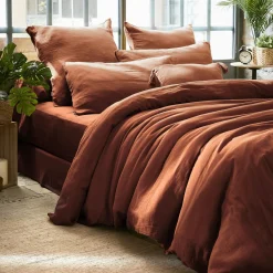 Housse De Couette|EMINZA Housse de couette gaze de coton (200 x 200 cm) Gaïa Terracotta