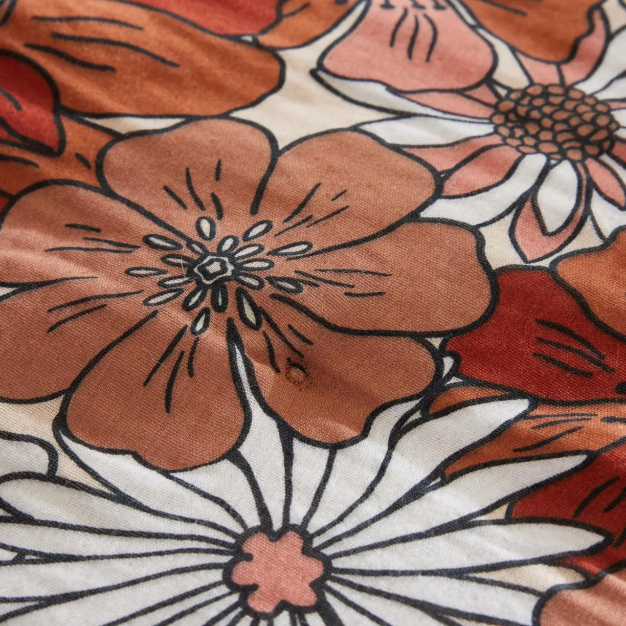 Housse De Couette|EMINZA Housse de couette gaze de coton (260 x 240 cm) Gaïa Azalée Terracotta