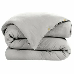 Housse De Couette|EMINZA Housse de couette gaze de coton (280 x 240 cm) Gaïa Gris nuage Gris clair