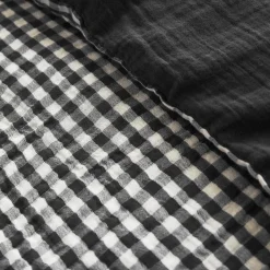 Housse De Couette|EMINZA Housse de couette gaze de coton (240 x 220 cm) Gaïa Vichy noir