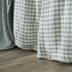 Housse De Couette|EMINZA Housse de couette gaze de coton (200 x 200 cm) Gaïa vichy Vert Eucalyptus