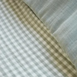 Housse De Couette|EMINZA Housse de couette gaze de coton (280 x 240 cm) Gaïa vichy Vert eucalyptus Vichy eucalyptus